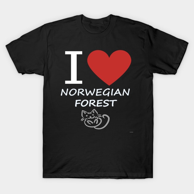 I Love My Norwegian Forest Cat - Heart Gift For Norwegian Forest Cat Parent T-Shirt by HarrietsDogGifts